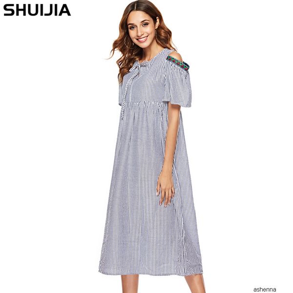 

womens designer striped loose dress2kxu, Black;gray