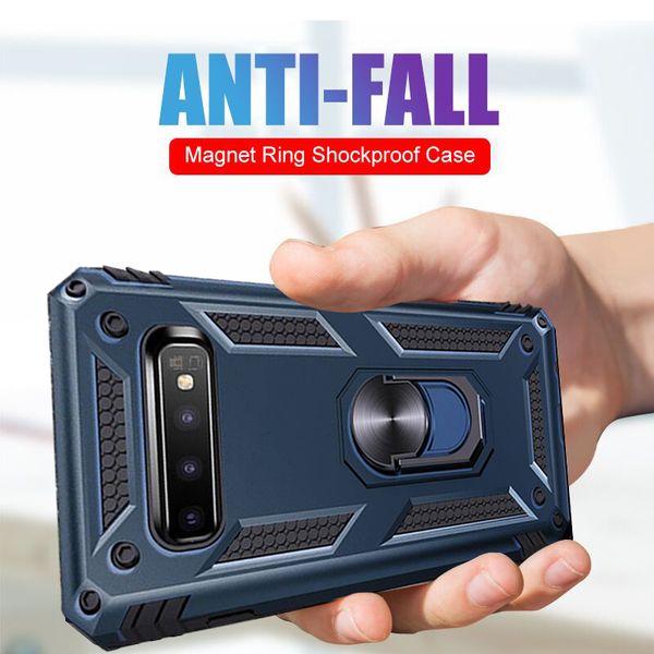

luxury armor silicone bumper case on the for samsung galaxy s8 s9 s10 plus s10e car holder ring case note 8 9 10 shockproof case