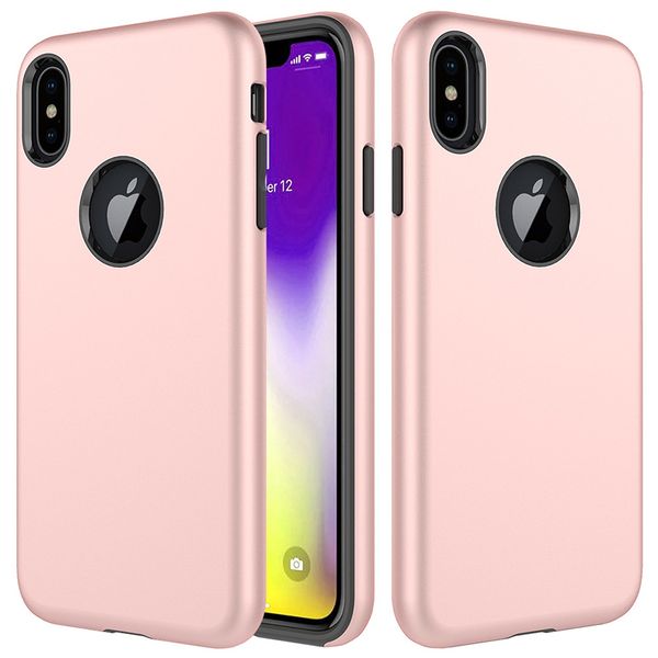 

For iPhone Xs Max X 7 8 Case 2 in 1 Hybrid Hard PC Cover Soft TPU Bumper Shockproof Protective Cases Phone Cover