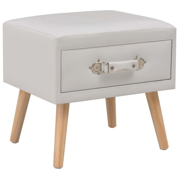 

bedside table white 40 x 35 x 40 imitation leather living room furniture