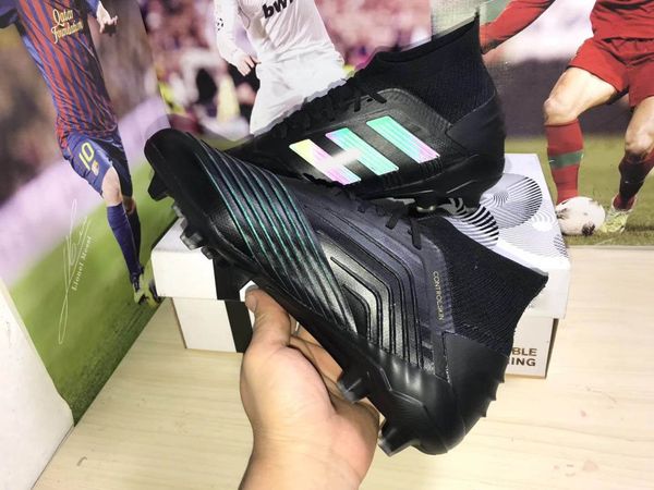 

new laceless durable 19+ men football cleats boots dark script input code soccer shoes high chuteiras de futebol