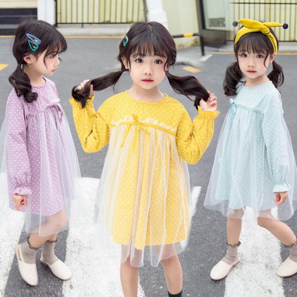 

new fashion kids dress full sleeve girl dress cotton princess for baby girl in party wedding, Red;yellow