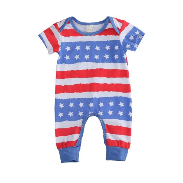 

infant independence day outfit summer baby girls boys striped short sleeve romper jumpsuit clothes 4th of july, Blue