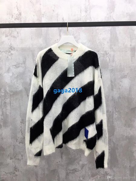 

high end женщины девушки вязать свитер на всем протяжении полосатый мотив толстовка круглый вырез с длинным рукавом блузка рубашка трикотаж, White;black
