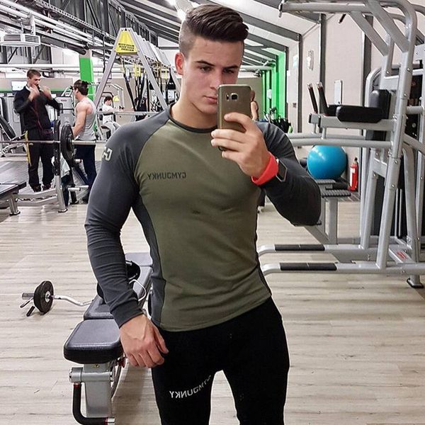 

Mens Long Sleeved T Shirt Cotton Slim Fit Gyms Fitness Bodybuilding Workout Crossfit Clothing Male Casual Fashion Brand Tee Tops
