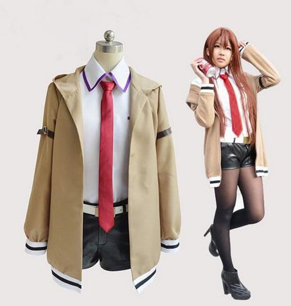 

steins gate косплей костюм японское аниме косплей makise kurisu косплей куртка пальто экипировка костюмы униформа, Black