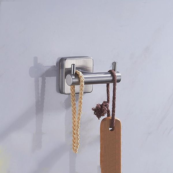 

stainless steel bathroom towel clothes storage rack silver wall-mounted door wardrobe hidden hook storage with screws