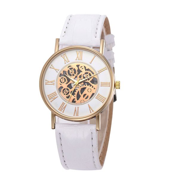 

hollow imitation machinery women watches luxury fashion quartz wristwatches drop shipping business couple clock montre femme, Slivery;brown