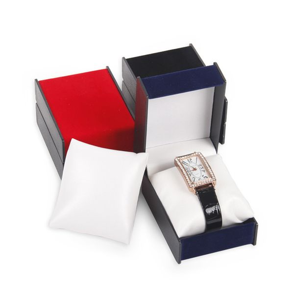 

deluxe velvet wrist watch storage holder display display case organizer box gift, Black;blue