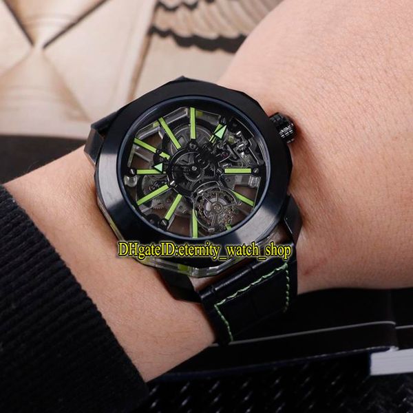 

высокое качество octo tourbillon sapphire 102720 зеленый tourbillon skeleton циферблат япония miyota автоматическая мужчины часы черный корп, Slivery;brown