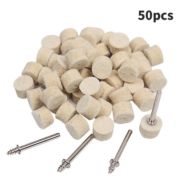 

50pcs 13mm wool felt polishing buffing wheel grinding polishing pad+4pcs shanks for dremel rotary tool accessories
