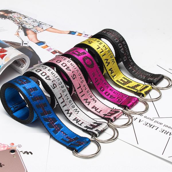 

street personality mix and canvas match fluorescent color nylon braid letter tide brand canvas belt, Black;brown