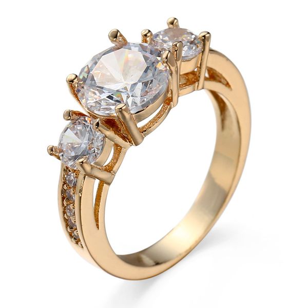 

luxury white zircon wedding rings accessories jewel gold color ring fashion jewelry engagement lover valentine birthday couple party gifts, Silver