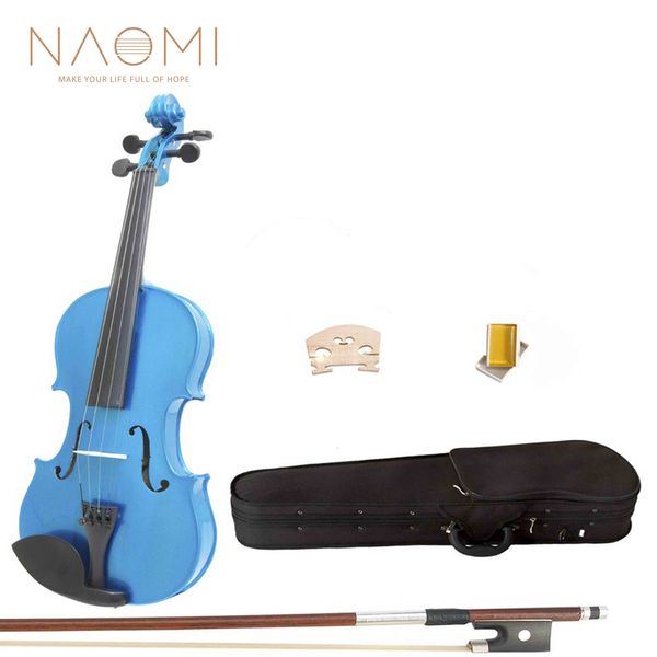 

naomi acoustic violin 4/4 violin blue maple wood acoustic violin + case+rosin+bow for students beginners