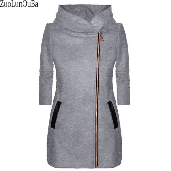 

2019 winter europe america women keep warm coat hooded thicken coat slim harajuku pocket zipper solid color cardigan female, Black;brown