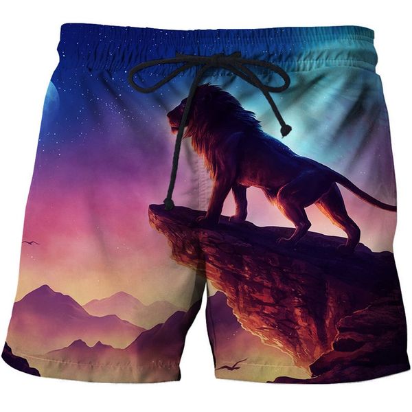 

new colorful lion printed 3d sport swiming shorts men animal design summer beach shorts man board male surfing, White;black