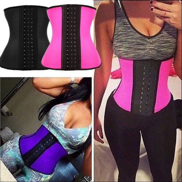 

2020 womens cummerbunds three clasp latex under bust body shaper waist clincher corset training trainer belt, Black;brown