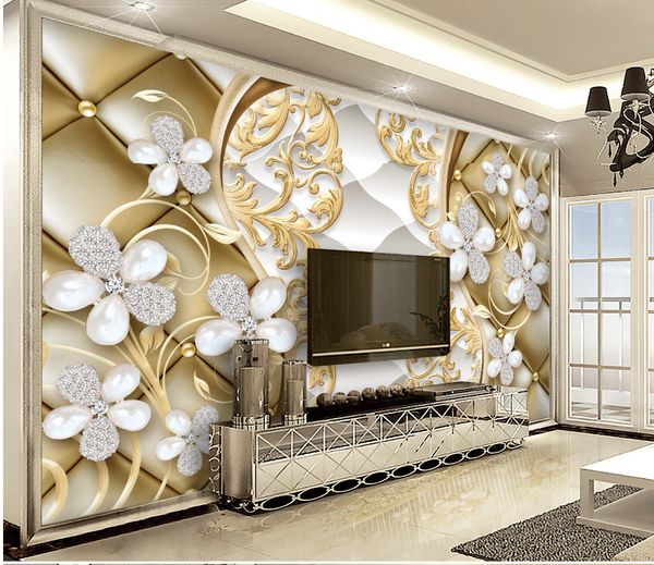 

european romantic jewelry flower interior decoration advanced practical wallpaper
