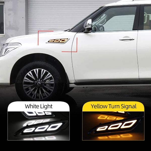 

led drl flowing turning light signal lamp side vents sticker for nissan patrol y62 armada 2014 2015 2016 2017 2018 2019 2020