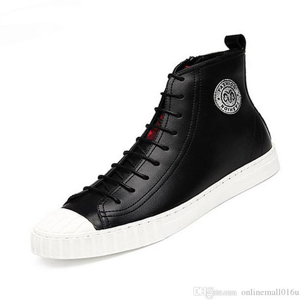 

new handmade men pu leather autumn winter boots, Black