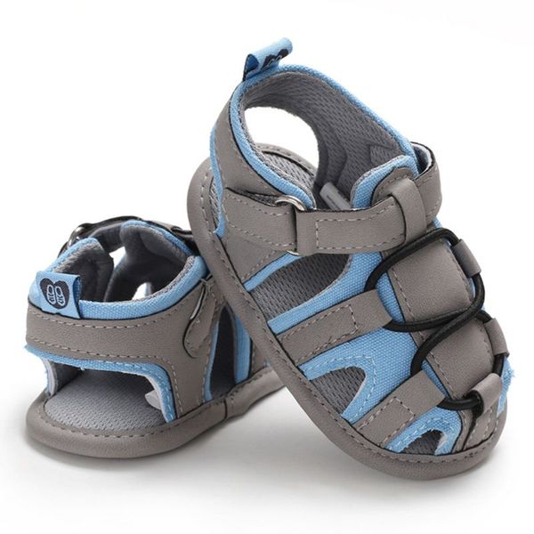 

infant baby boys summer faux leather beach sandals soft sole non-slip hollow out cross bandage toddler first walkers crib shoes, Black;red