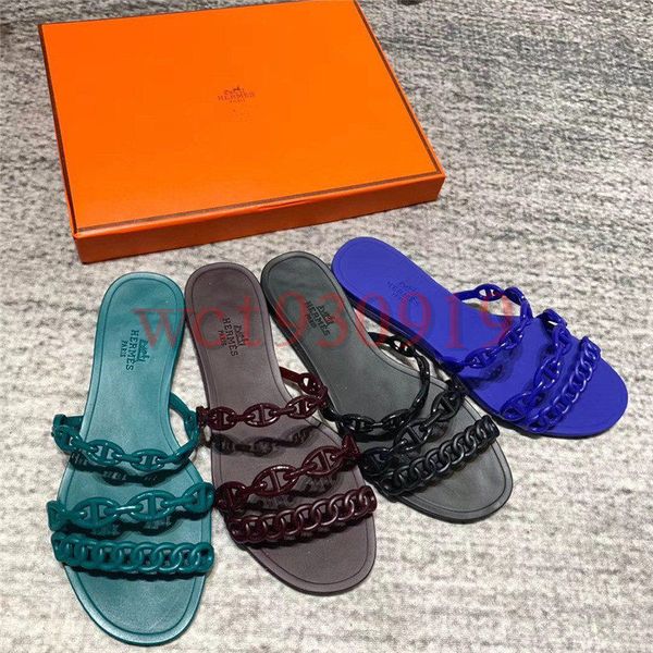 

2020 высокое качество роскошные дизайнерские женские летние резиновые желе тапочки супер мягкий пляж скольжения мода носить сандалии крытый, Black