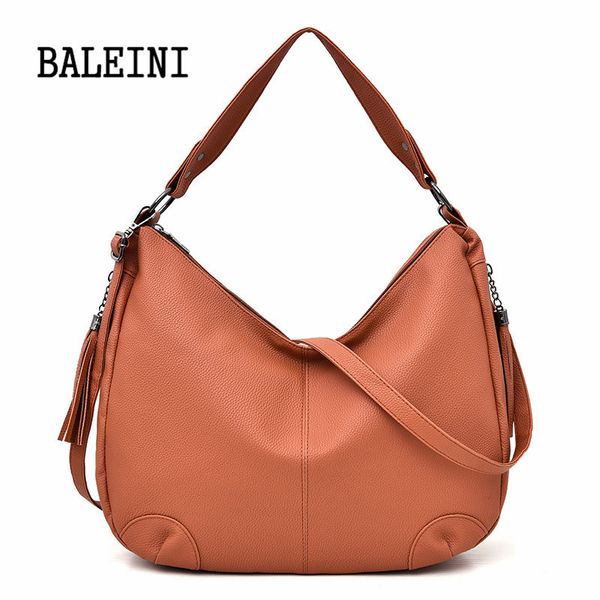 

pu leather handbags big women bag fashion designer female casual shopping totes tassel shoulder bags ladies purses