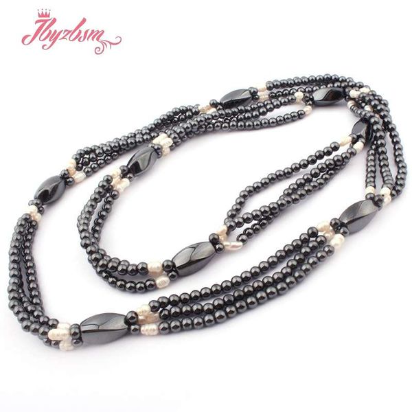 

4mm round (no magnetic) hematite natural stone beads for tribal women fashion style jewellery pendant necklace 31" ing, Silver