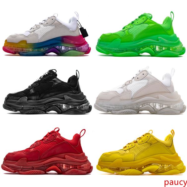 

2020 париж тройной s clear подошва green white crystal bottom mens конструктора низкая платформа кроссовки vintage женщины спорт люкс повсед