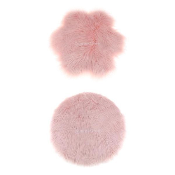 

flower + round light pink fluffy mat rugs soft girls boys faux fur bedroom rug