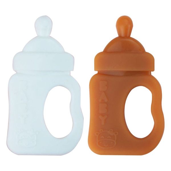 

cartoon milk bottle shape baby teether silicone chewing teething nursing soother