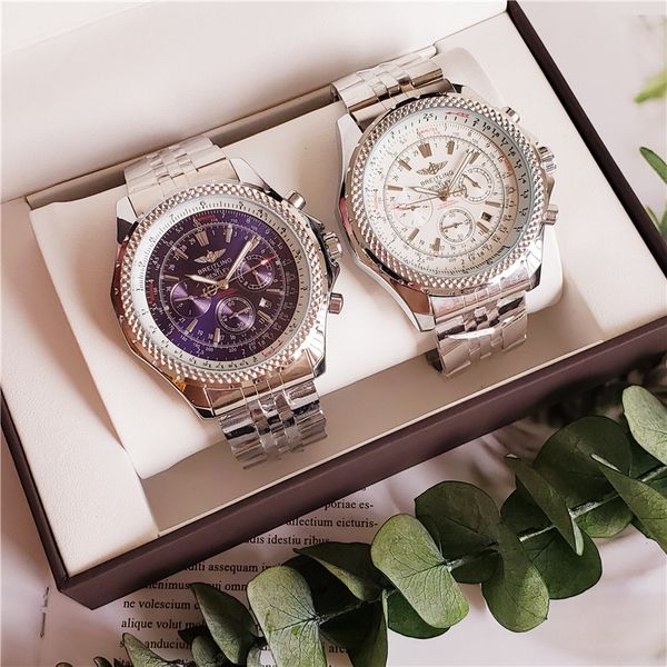 

2020 quality new fashion luxury mens designer watches black white dial all stainless steel fashion navitimer sports automatic man watch de, Slivery;brown