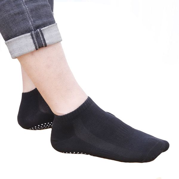 

2 pair/lot men's yoga socks polyester rubber non slip dots sports indoor exercise antibacterial breathable socks for pilates, Black