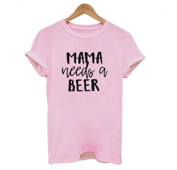 

short sleeve tshirt summer designer short sleeve crew neck fashion tees mama needs a beer mothers day, White