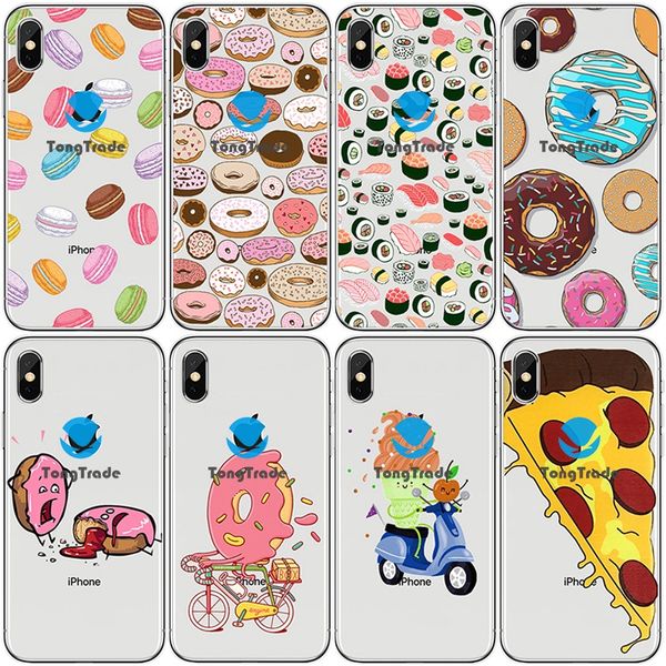 

tongtrade] soft silicone tpu case for apple iphone 11 pro max x xs 8 7 6 5 4 huawei y9s y6s mate 30 pizza ice cream doughnut donut case