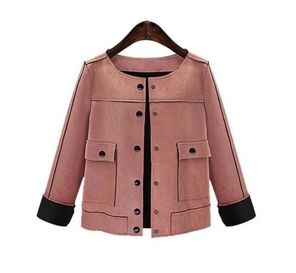 

female style women short jacket fashion autumn winter slim vintage chamois leather suede jacket for outerwear fit, Black;brown
