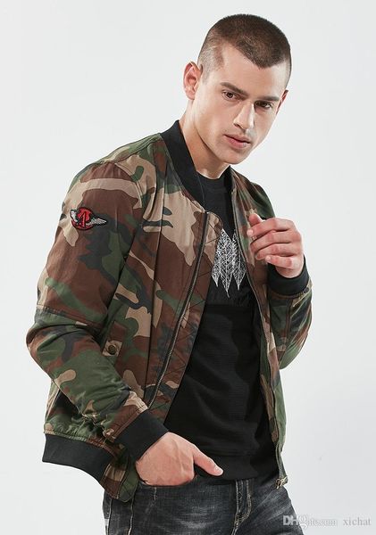 

2018 autumn men's baseball jacket camouflage fashion jacket winter coat new design men jacket blazer outwear size m-3xl dsw272, Black;brown