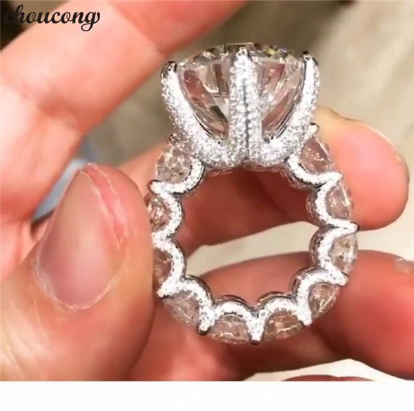 

choucong unique vintage jewelry 925 sterling silver big round cut white z cz diamond promise women wedding bridal ring for lover's, Slivery;golden