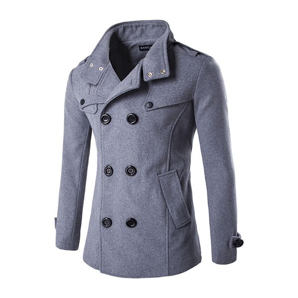 

autumn winter fashion men's woolen coat double breasted coat men casual black outerwear jacket mens blends plus size 3xl