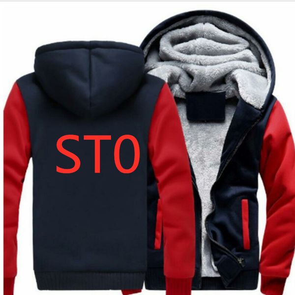 

st0 man autumn winter coat car logo thickening warm sweatshirts men's cotton casual coat fleece sweatshirts men hoodies harajuku, Black
