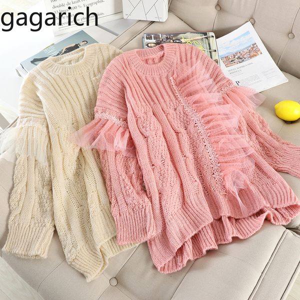 

gagarich sweater women 2019 autumn new korean style loose slim fairy pullover stitching sueter mujer invierno, White;black