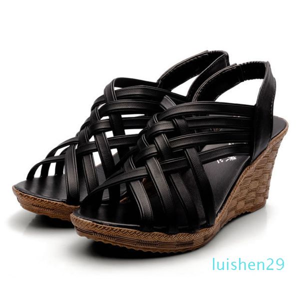 

xingdeng ladies european wedges shoes size 35-40 women fashion sandal ladies platform shoes peep toe sandals gladiator shoes l29, Black