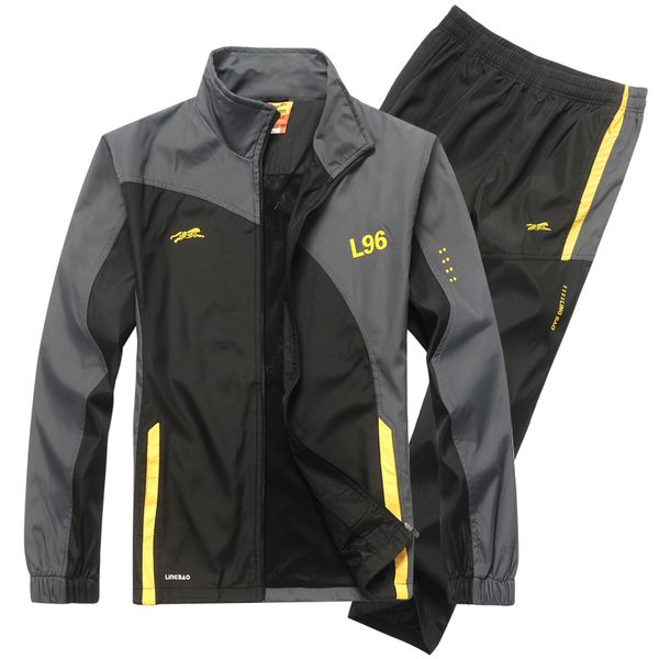 

tracksuit men spring autumn two piece clothing sets casual jacket + pants track suit sportswear sweat suits tracksuit men 4xl, Gray