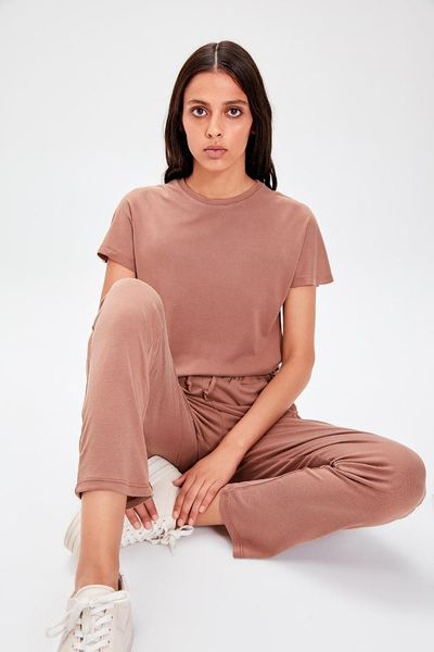 

trendyol kahverengi basic knitted t-shirts twoaw20ts0094, White;black