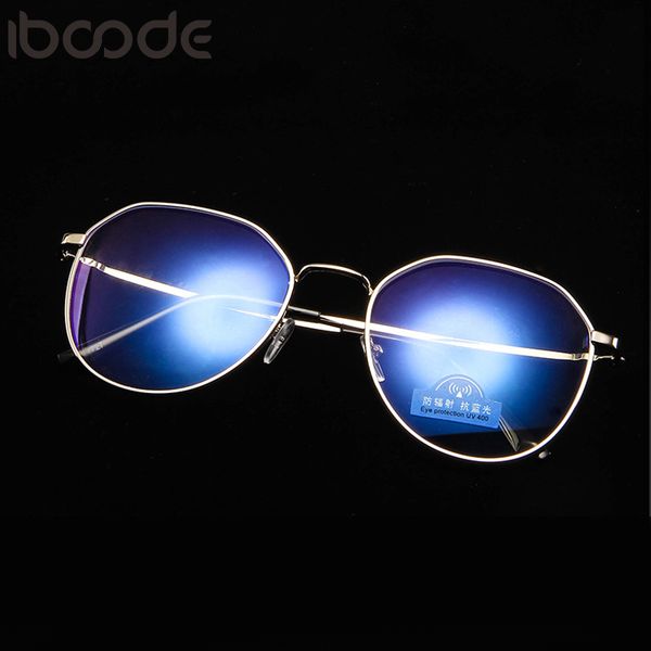 

iboode new retro metal blue light glasses frame women men radiation protection anti-fatigue computer goggle plain mirror eyewear, Black