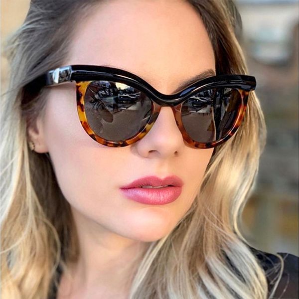 

vintage cat eye sunglasses women 2019 fashion leopard gradient shades for women brand designer sunglasses ladies feminine, White;black