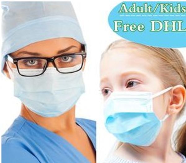 

dhl disposable face mask 3 layer ear-loop dust mouth masks cover 3-ply non-woven disposable dust mask soft breathable outdoor part