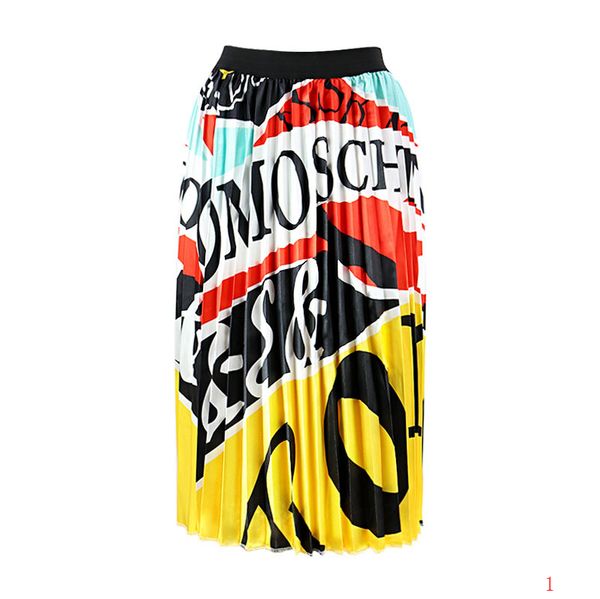 

20s designer women summer dress skirt brand summer large size luxury women's pleated skirt digital print skirt factory direct2, Black