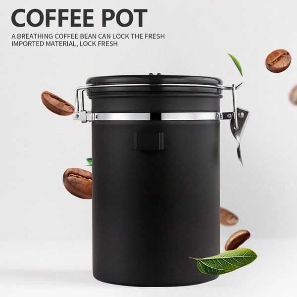 

1800ml stainless steel airtight sealed canister with spoon coffee flour coffee bean canister sugar storage container jars