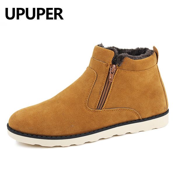 

2019 new winter boots men fashion casual men's ankle boots warming snow winter men shoes with fur big size:37-47, Black